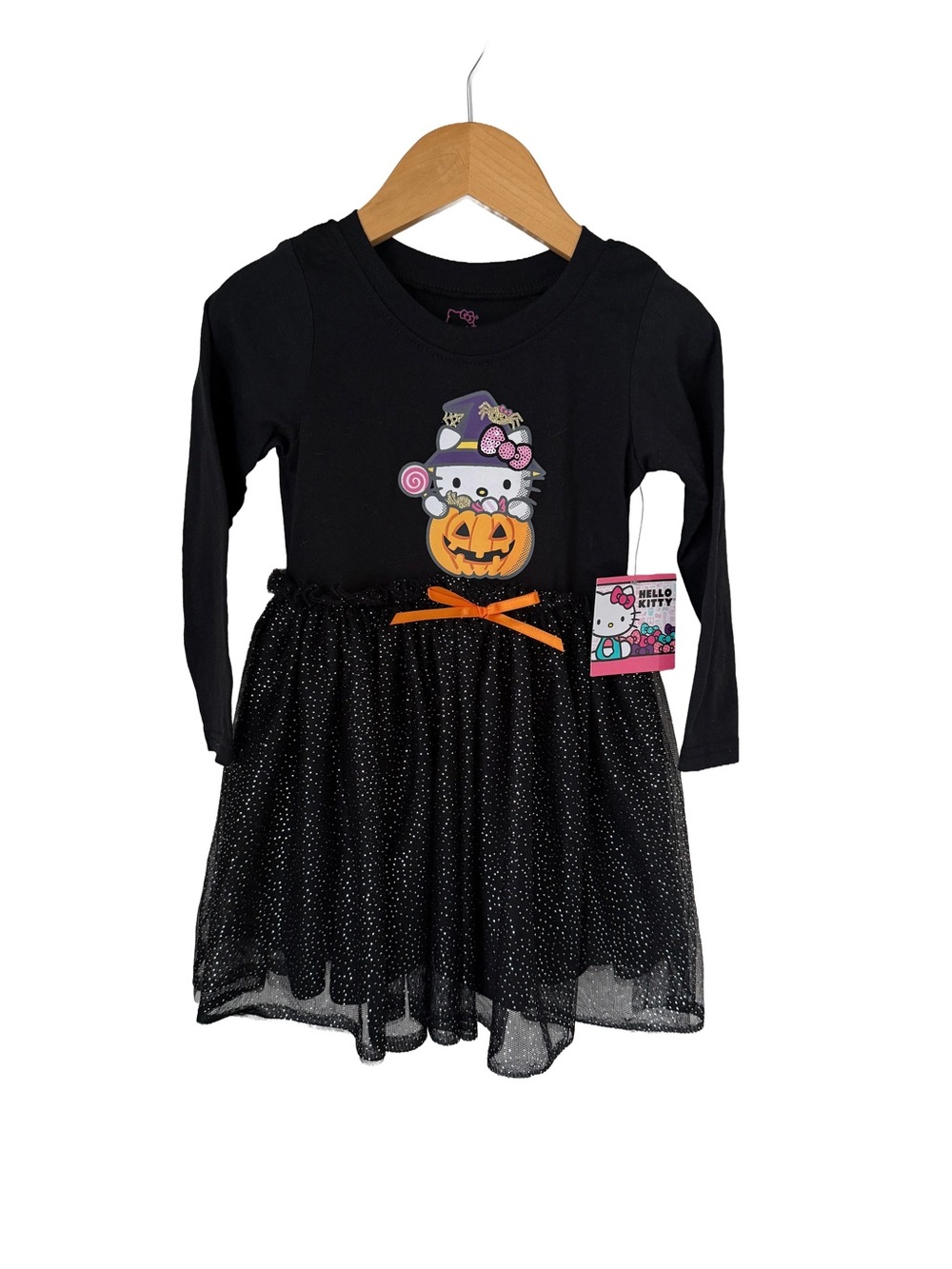 Hello Kitty Black and Orange Halloween Tulle Dress for Kids 3T